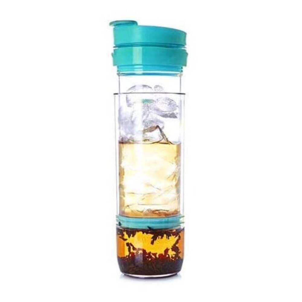 Davidstea Iced Tea Press Infuser Mug in Teal Blue Sarcelle & Clear